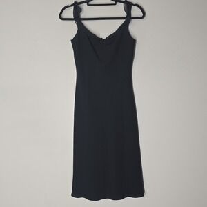 Vintage David Warren Babydoll‎ Midi Dress Black Ruffle Y2K Romantic Womens 8